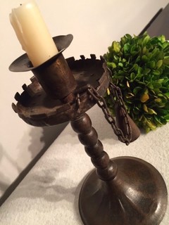 An 18th Century Scottish Wrought Iron Candlestick with Candle Snuffer