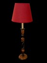 An antique Kashmiri table lamp with a beautifully hand painted base, decorated with colourful floral motifs and fitted with a handmade fabric lampshade.