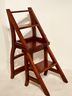 An English Antique Metamorphic Library Step / Chair.