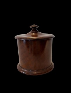 19th century English treen covered jar, beautifully turned in hardwood with a rich warm patina. A fine example of traditional English treen craftsmanship.