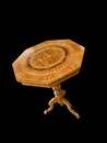  A 19th century Sorrento marquetry occasional table with an octagonal top, exceptional geometric marquetry, probably depicting two songbirds on a flowering branch, Italy.