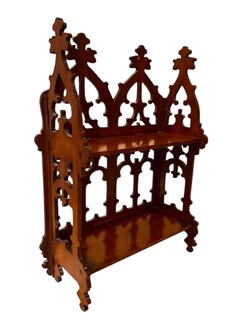 A Beautiful English 19th Century Mahogany Small Book Stand. ' Gothic Style '