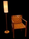 A Beautiful Italian Mid-20th Century Leather Desk Chair and a Danish Mid-20th Century Leathered Standard Lamp.