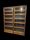 A pair of English Oak Globe Wernicke Bookcases. Six Sections.