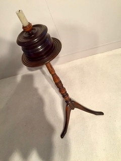 A Rare 18 Century English Mahogany Candlestick on a nice Tripod Base.