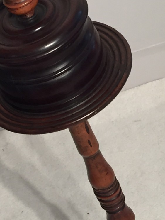 A Rare  18th Century English Mahogany Candlestick on a Tripod Base and a Ash and Elm English 18th Century Windsor Chair
