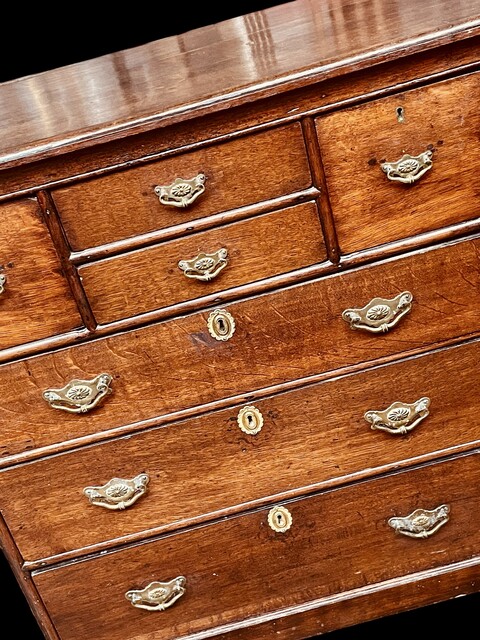 A Rare English 18th Century Small Oak Chest of Drawers.