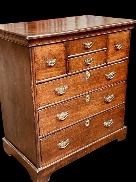 A Rare English 18th Century Small Oak Chest of Drawers.
