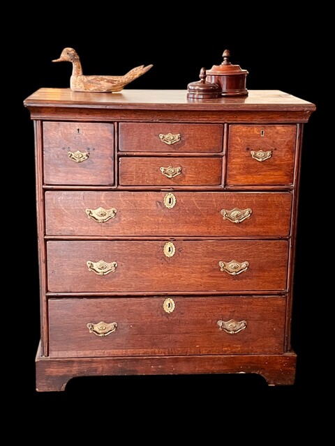 A Rare English 18th Century Small Oak Chest of Drawers.