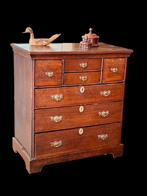 A Rare English 18th Century Small Oak Chest of Drawers.