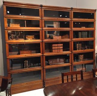 A Set of Three 19th Century Oak Globe Wernicke Bookcases.