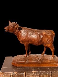 A Swiss End 19th Century ' Black Forest ' Cow . Brienz.