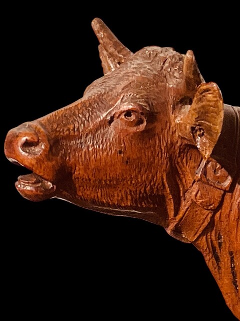 A Swiss End 19th Century ' Black Forest ' Cow . Brienz.