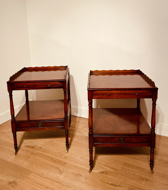 A Very Nice Pair of Antique Burr Walnut Bedside Tables.