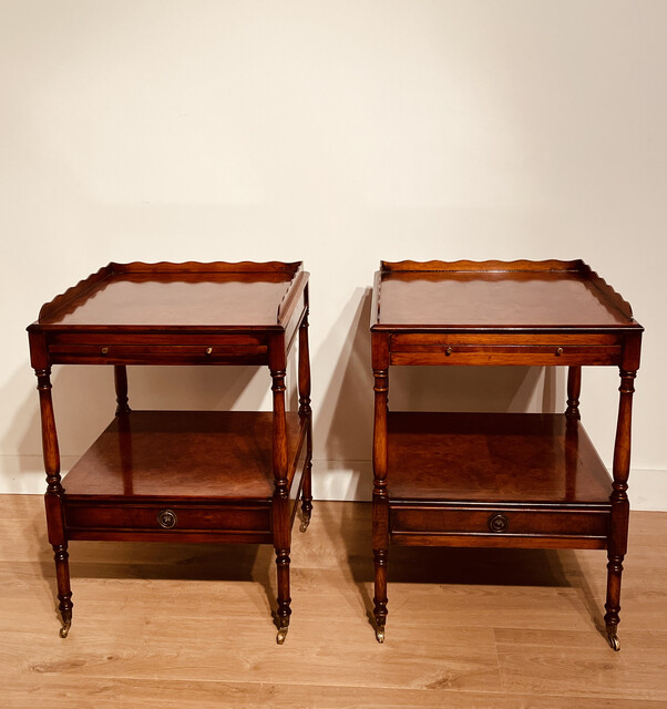 A Very Nice Pair of Antique Burr Walnut Bedside Tables.