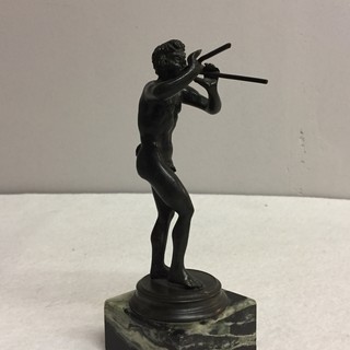 An 19th. Century ' Grand Tour ' Bronz of a Faun Playing Flutes.