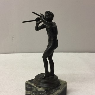 An 19th Century 'Grand Tour' Bronz of A Faun Playing Flutes.