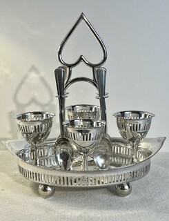 An Antique English Silver Plated Egg Set. Early 20th Century