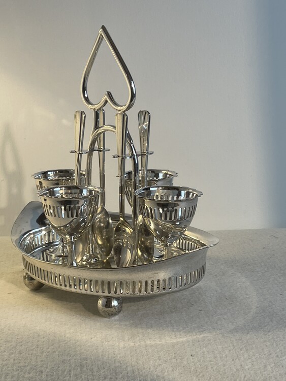 An Antique English Silver Plated Egg Set. Early 20th Century