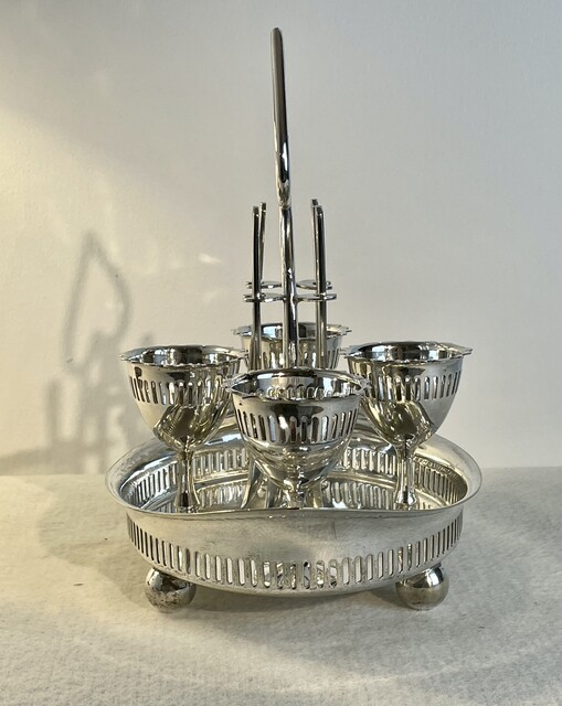 An Antique English Silver Plated Egg Set. Early 20th Century