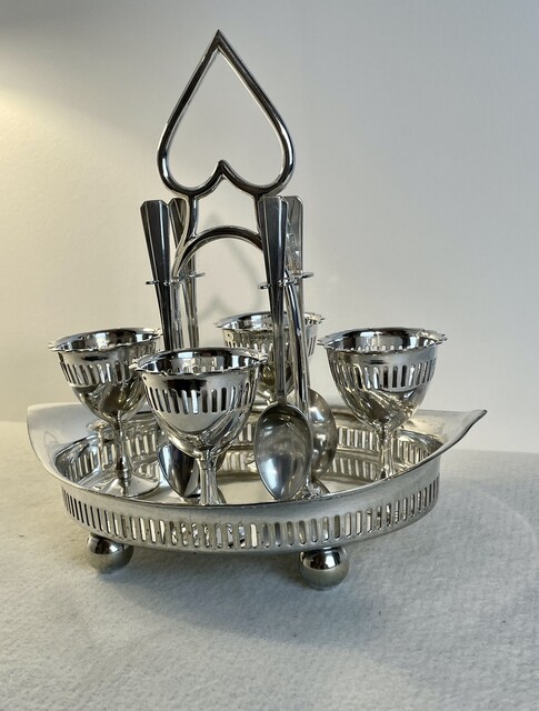 An Antique English Silver Plated Egg Set. Early 20th Century