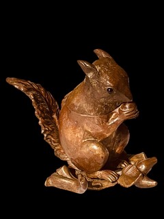 An Autrian End 19th Century Bronze Inkwell in The Form of a Squirrel with Nut.