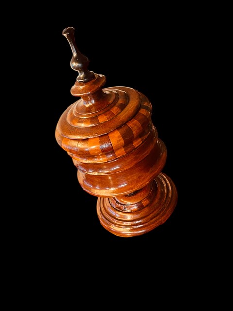 An Early 19th Century Tobacco Jar on Foot. Staved Construction.
