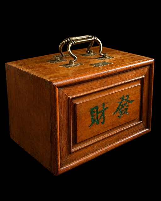 An early 20th century Chinese Mahjong set housed in its original hardwood carrying case, complete with hand engraved bone and bamboo tiles, five removable drawers and original scoring sticks.