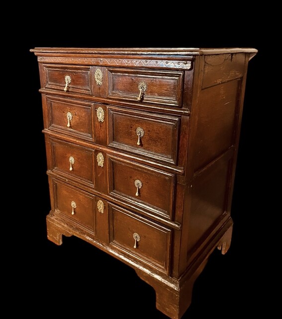 An English 17th Century Oak Chest of Drawers. Charles II period. Circa 1675-1690.