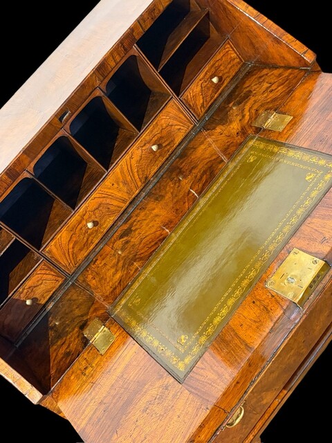 An English 18th Century English Burr Walnut Bureau.