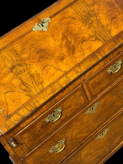 An English 18th Century English Burr Walnut Bureau.