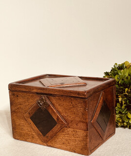 An English 18th Century Oak and Mahogany Small Box having the original Interior.
