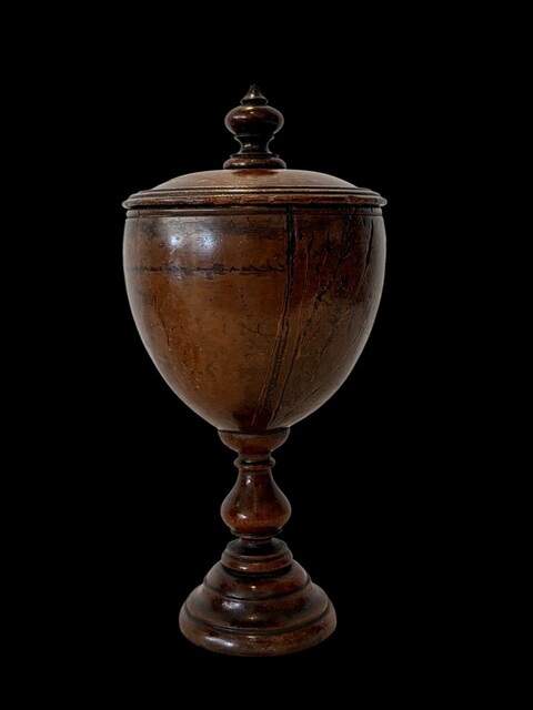 An English 18th Century Olive Wood Spice Cup and Coconut & Rosewood Drinking Cup