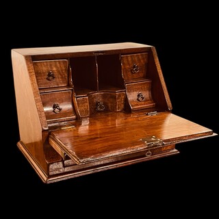An English 18th Century Walnut Miniature Bureau. Apprentice piece.