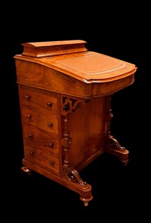 An English 19th Century Burr Walnut Davenport Desk.