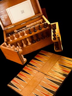An English 19th Century Games Compendium presented in an Oak Box.