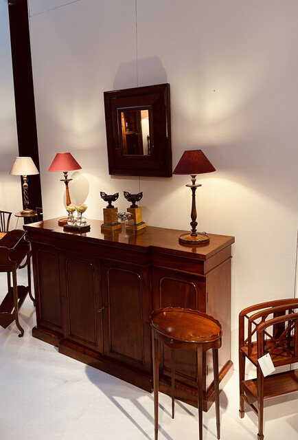 An English 19th Century Mahogany Areakfront Side Board having one Drawer.