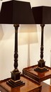 An English 19th Century Pair of Lamp Stands. Classical Column. Ebenised and Gilded. Grand Tour Pieces