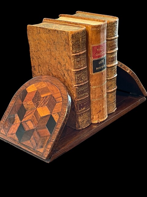 An English 19th Century Tunbridge Ware Book Stand with Cube Pattern and Mosaic Border.idge