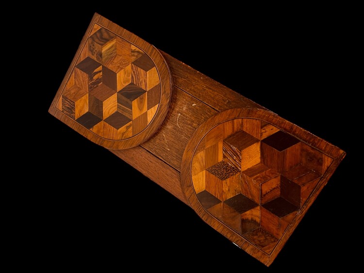 An English 19th Century Tunbridge Ware Book Stand with Cube Pattern and Mosaic Border.idge