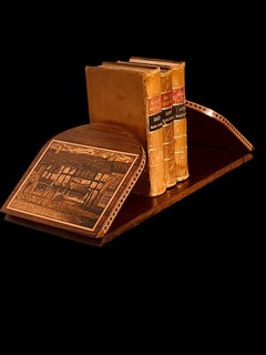 An English 19th Century Tunbridge Ware Book Stand with Shakespeare's Birthplace and Tonbridge Castle.