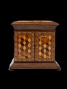 An English 19th Century Tunbridge Ware Cabinet with Cube Work and Floral Mosaic.