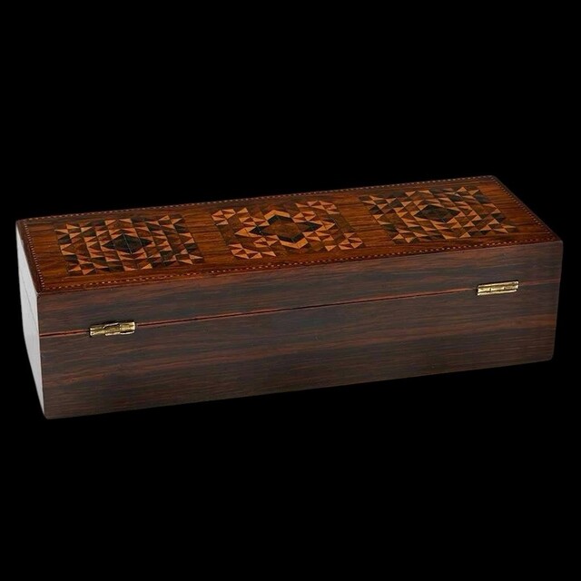 An English 19th Century  Tunbridge Ware Glove Box with Geometric Stickware. Ca 1840