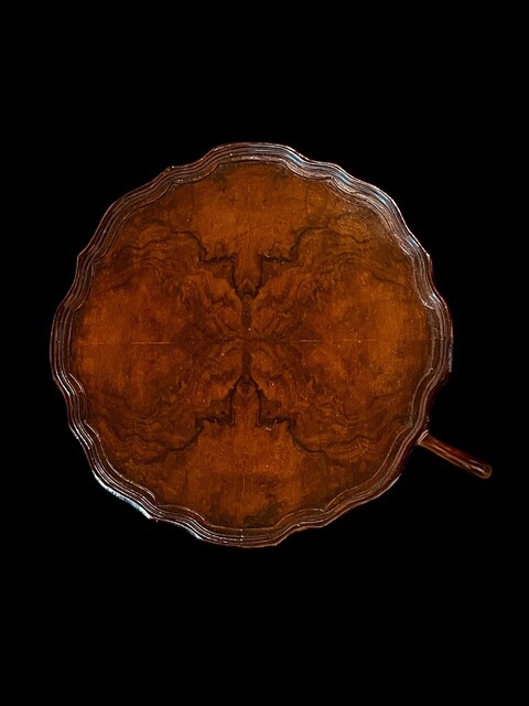 An English Antique Burr Walnut Tripod Wine Tasting Table