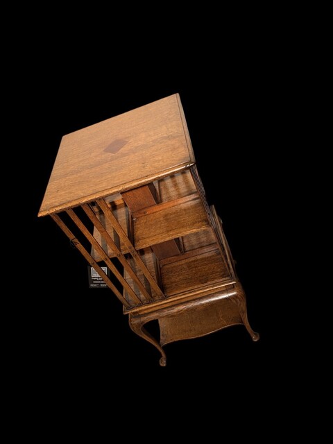 An English Antique Edwardian Oak Revolving Bookcase on a Table Base