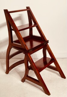 An English Antique Mahogany Metamorphic Library Step / Chair