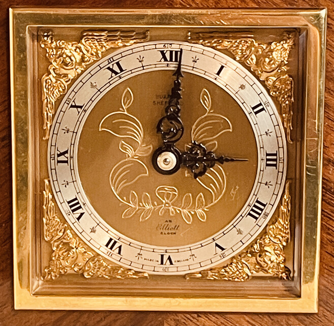An English ' Art Deco ' Mahogany ' Elliott ' Clock.