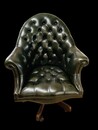 An English Button Back Green Chesterfield Revolving Desk Chair with Tilt Action and adjustable in Height.