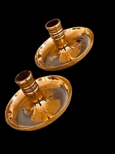An English Early 19th Century ca 1800 Cupper Travel Candlesticks. 