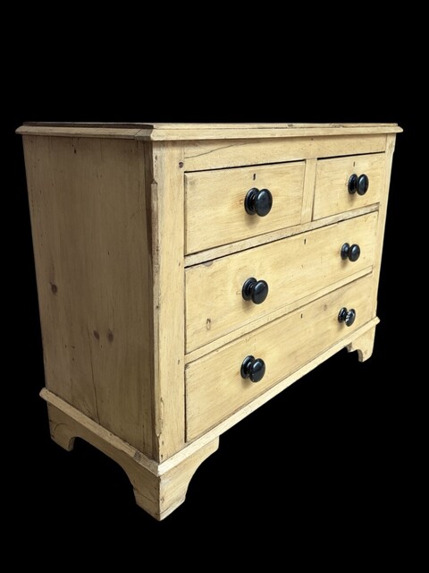 An English Early 19th Century Low Pine Chest of Drawers